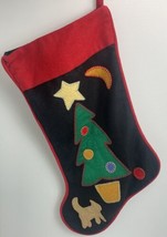 House Of Hatten Vintage Christmas Stocking 18 Inches Cat Tree Red Black Green - £17.46 GBP