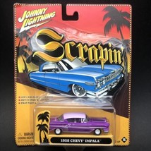 Johnny Lightning Scrapin&#39; 58 1958 Chevy Impala Purple Diecast Lowrider Car 1/64 - £16.73 GBP