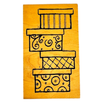 Vintage Great Impressions Abstract Present Boxes Gifts Rubber Stamp H138... - $19.99