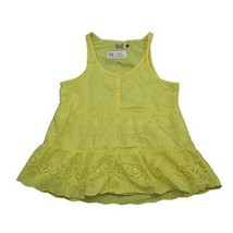 SO Shirt Womens XL Yellow Sleeveless Crochet Lace Tiered Ruffle Tunic Tank Top - $24.75