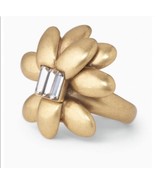 Stella &amp; Dot Hazel Ring Flower Crystal Gold Tone Sm/Md Adjustable - £22.57 GBP