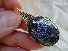 (#DB-610) DICHROIC GLASS Pendant JEWELRY BLUE PURPLE SILVER WOW - $6.30