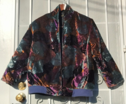 Vintage SUN HUNG Velveteen Jacket Sz L Arsty Boho Colorful - £31.44 GBP