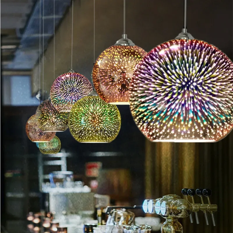 Nordic LED Colorful 3D Glass Pendant Light Chandelier Dining Living Room Home - £21.89 GBP+