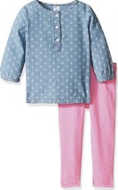 Carters Baby Girls 2-Piece Chambray Set Print Pink Blue Size 6 Months - £3.89 GBP