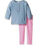 Carters Baby Girls 2-Piece Chambray Set Print Pink Blue Size 6 Months - £3.82 GBP
