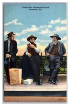Amish Men Homeward Bound Lancaster Pennsylvania PA UNP Linen Postcard Y13 - £1.51 GBP