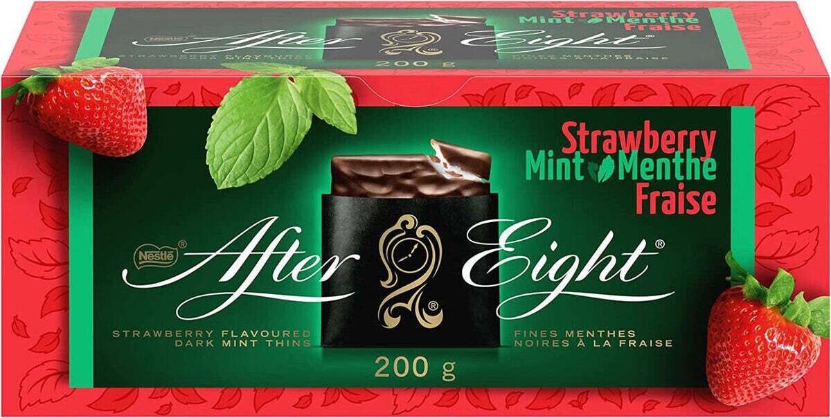 Nestle AFTER Eight STRAWBERRY & MINT chocolate covered thin mints 200g-GIFT BOX-