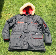 Vintage Yamaha Maxim Wear Black Red Winter Snowmobile Parka Coat Jacket ... - $69.25