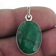 Solid 925 Sterling Silver Emerald Gemstone Handmade Pendant Women Gift PSV-1596 - £24.28 GBP+