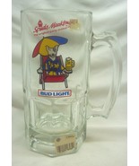 VINTAGE 1980&#39;s LARGE Bud Light SPUDS MACKENZIE DOG 8&quot; Heavy GLASS BEER S... - $33.94 CAD