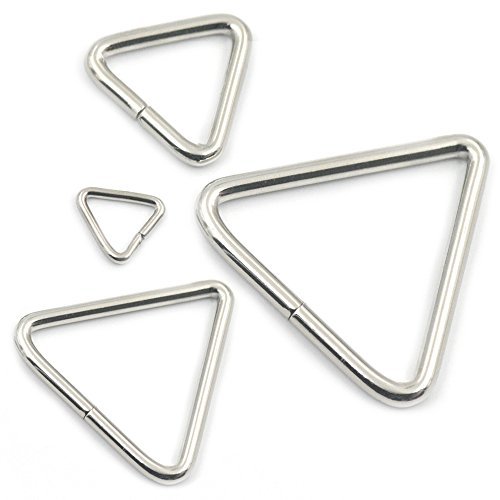 Bluemoona 25 Pcs - 19mm 3/4" Triangles Rings for Belt Buckle Bag Webbing Nickel