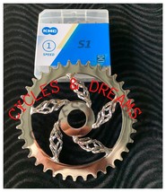 Lowrider Cage Twisted Steel Chainring 1/2 X 1/8 36T &amp; 1 Speed Kmc Chain, Chrome - £46.68 GBP