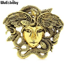 Vintage Greek Medusa Brooch Snake Hair Women Face Pin Retro Jewelry Fashion Gift - £4.44 GBP+