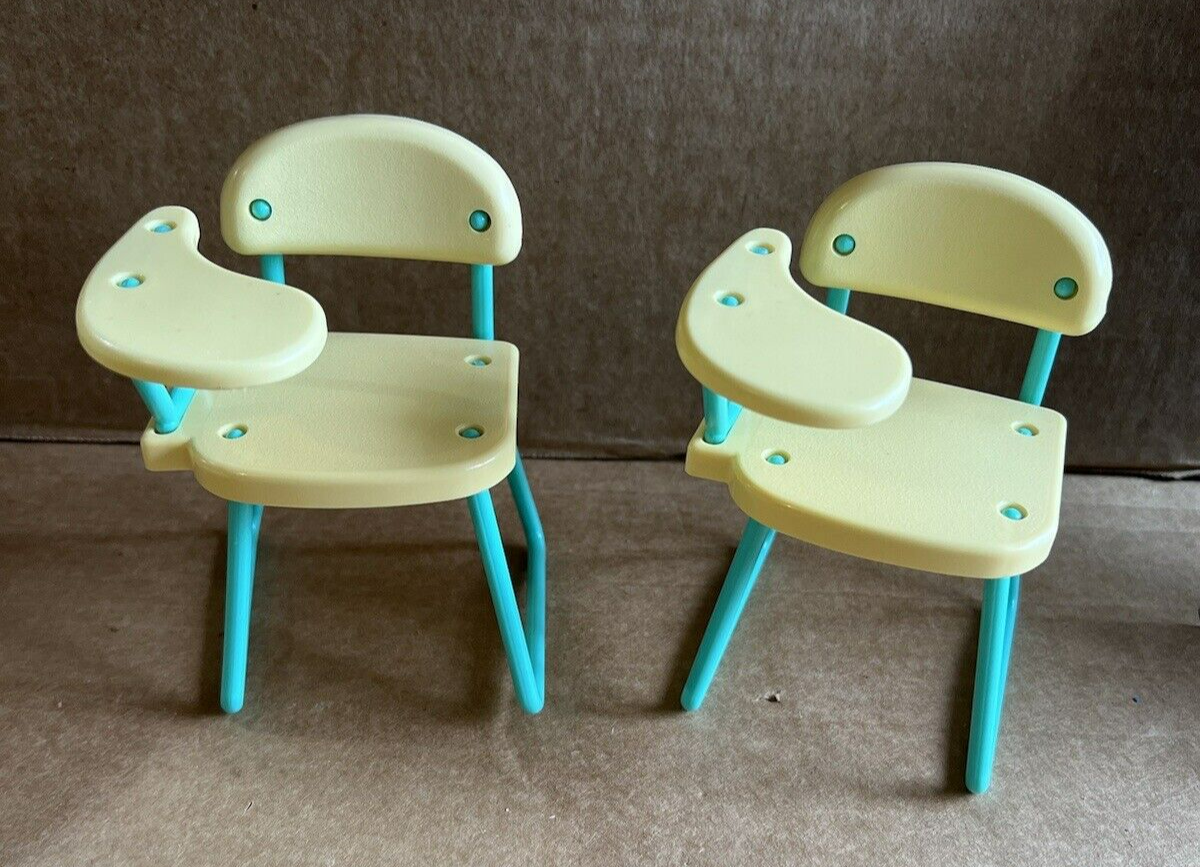 Primary image for 2 Mattel Barbie Doll School Student Desk Chairs Furniture Toy