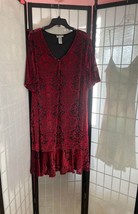 EUC Catherines Red Velvet Paisley Print Dress Size 2X - £22.15 GBP