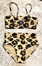 ART CLASS Girls&#39; Cheetah Animal Print 2-Piece Bikini Swimsuit High Waist XS Kids - £9.21 GBP