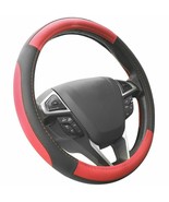 Car Steering Wheel Cover Red/Black Microfiber Leather Standard Size 15&quot; ... - £25.19 GBP