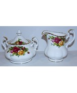 BEAUTIFUL ROYAL ALBERT BONE CHINA OLD COUNTRY ROSES CREAMER &amp; SUGAR WITH... - $84.14