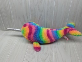 Douglas Plush Narwhal Rainbow striped silver horn has wear - £4.09 GBP