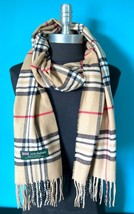 Mens Womens Winter Warm Scotland Made 100% Cashmere Scarf Plaid Camel/Black/Red - £6.16 GBP