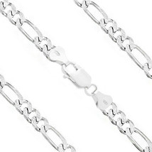 Men/Women&#39;s Unique 925 Silver Diamond Cut Figaro Link Italian Chain 5.5mm - £31.72 GBP