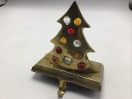 Pottery Barn Brass Christmas Tree Stocking Holder Candle Jeweled Mantel ... - £75.00 GBP