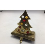 Pottery Barn Brass Christmas Tree Stocking Holder Candle Jeweled Mantel ... - £75.76 GBP