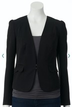 ELLE Career BLAZER Size: 4 (SMALL) New SHIP FREE Black Suit Jacket Scallop - $99.00