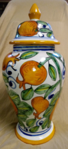 Made In Mexico Lidded Jar/Vase Painted Pottery With Fruit Themed Design- 21.5&quot; - $100.00