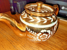 Vintage Rare Stunning Sadler, England Gold Tea Pot With Lid Back Stamped 1600 B - £92.79 GBP