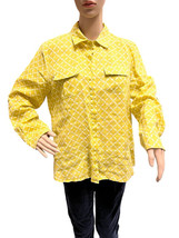 Charter Club Luxury Yellow White 100% Linen Womens Petite Large Button Up Shirt - $15.00