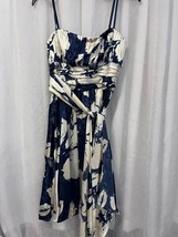 BCBG Maxazria Women&#39;s Dress Blue &amp; Ivory Print Strapless Size 6 - $34.65