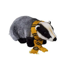 Universal Harry Potter Hufflepuff Badger Emblem Plush with House Scarf NWT 12&quot; - £34.77 GBP