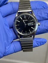 Seiko 7N43-9070 Quartz Day Date Black Dial Stainless Mens Watch Working ... - $92.91