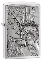 Zippo Patriotic Eagle Brushed Chrome Emblem Pocket Lighter - £29.24 GBP