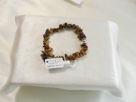 Department Store  7&quot; Tigers Eye Sterling Silver Bead Stretch Bracelet M438 - $17.27