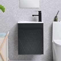 With A Wall-Mounted Bathroom Cabinet Set And A White Resin Basin Sink To... - $194.98