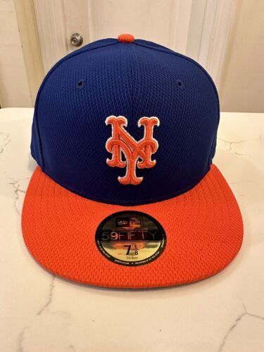 New Era New York Mets Diamond Era 59Fifty Baseball Cap Color BLUE/ORANGE 7 1/8 - £21.31 GBP