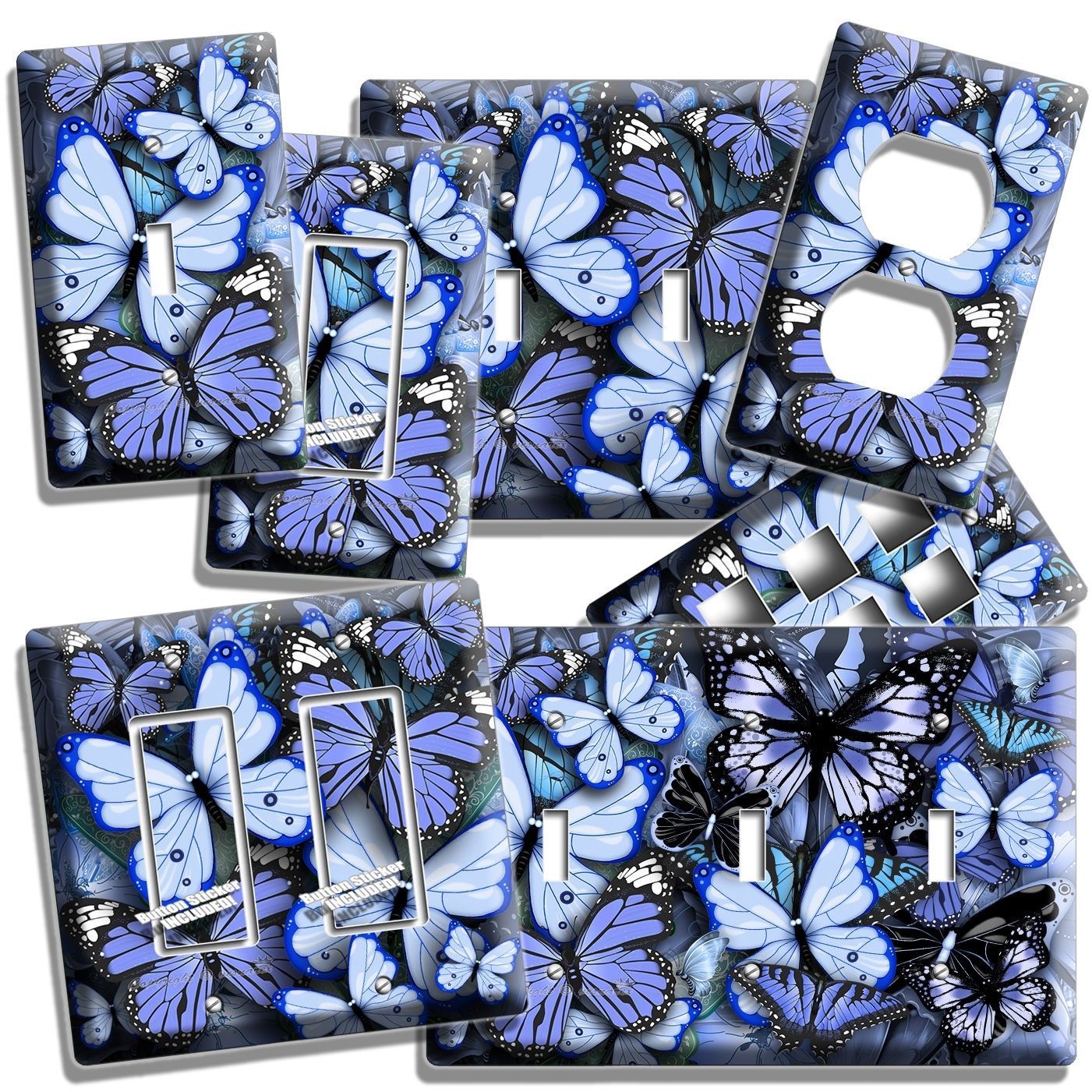 BLUE BUTTERFLIES THEME LIGHT SWITCH OUTLET WALL PLATE BEDROOM ROOM HOME NY DECOR
