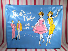 Vintage 1963 Barbie & Midge Vinyl Doll Storage Case by Mattel Travel Suitcase - £38.36 GBP
