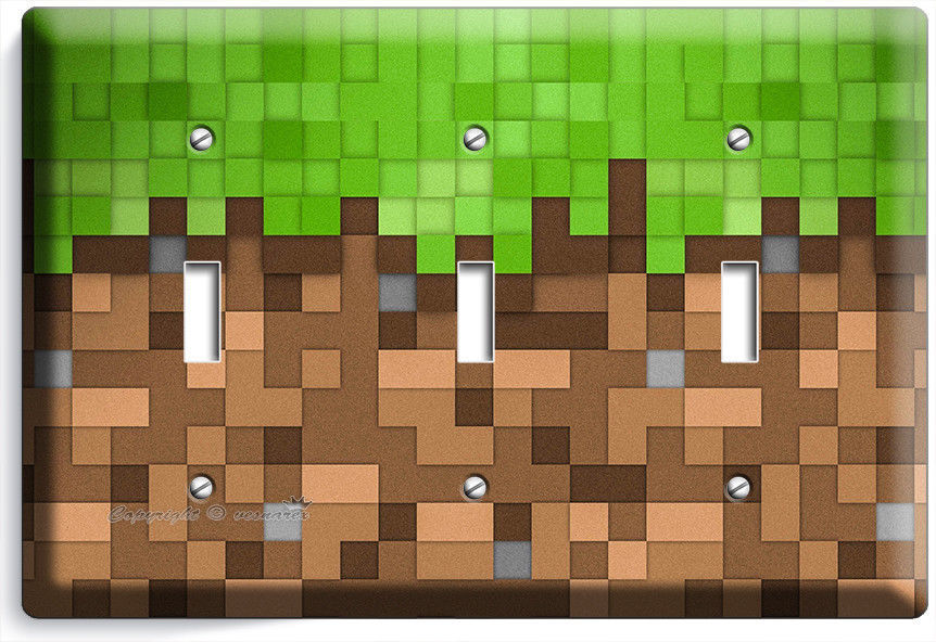 VIDEO GAME PIXELS THEME 3 GANG LIGHT SWITCH WALL PLATES BOYS BEDROOM ROOM DECOR