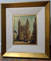 VINTAGE MID CENTURY OIL PAINTING ON CANVAS - CHURCH CATHEDRAL BASILICA F... - £550.64 GBP