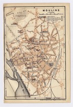 1914 Antique City Map Of Moulins / Allier / France - £16.98 GBP