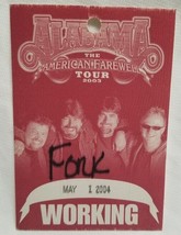 Alabama - Original 2003 American Farewell Tour Concert Tour Cloth Backstage Pass - $10.00