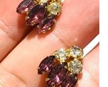 Vintage Gold Tone Screw Back Amethyst Rhinestone Earrings - $30.19