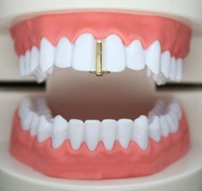 Thin Gap Grillz HipHop 14k Gold Plated Teeth Upper Top or Lower Grill + Mold Kit - £9.61 GBP