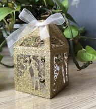 100pcs Glitter gold bridal &amp; groom Laser Cut Wedding Gift Boxes,Favor Boxes - £37.59 GBP