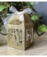 100pcs Glitter gold bridal &amp; groom Laser Cut Wedding Gift Boxes,Favor Boxes - £37.74 GBP
