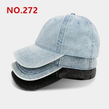 Unisex Solid Denim Hats Men Women   Baseball Cap Washed Denim Jean Hat Retro Cas - £68.54 GBP